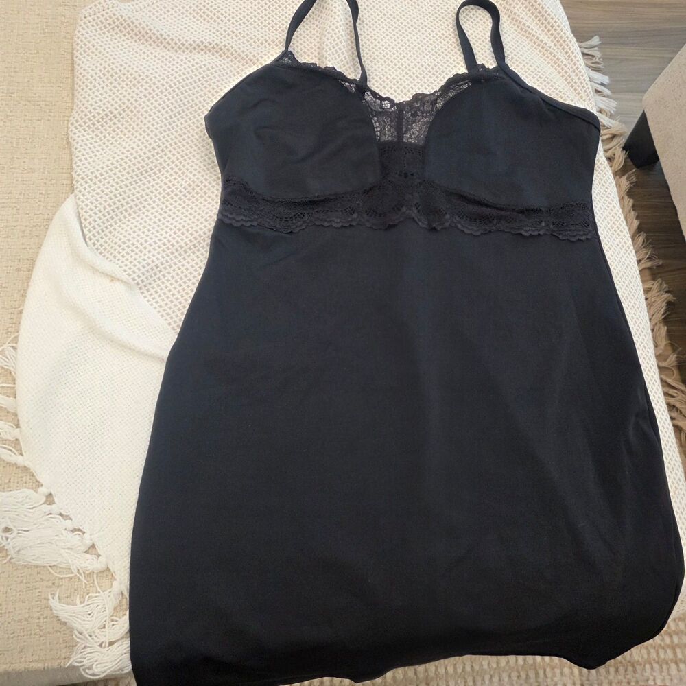 2x Additionelle High Quality Black Lace Trim Camisole Slip Dress